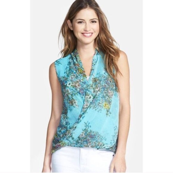 Kut from the Kloth Faux Wrap Top Amelie Print Abstract Sleeveless Boho XS - Picture 1 of 11